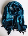 Turquoise and Black Jacquard Paisley Pashmina Shawl