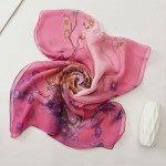 Floral Pink Chiffon Scarf for Women