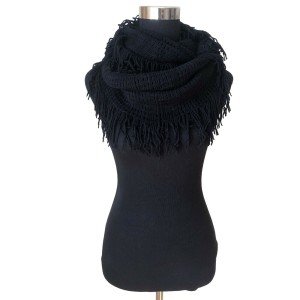Cozy Knit Tassel Loop Infinity Scarf for Women