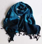 Turquoise and Black Jacquard Paisley Pashmina Shawl