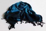Turquoise and Black Jacquard Paisley Pashmina Shawl