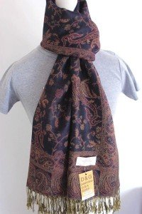 Paisley Pashmina Scarf in Dark Brown Rust