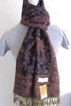 Paisley Pashmina Scarf in Dark Brown Rust