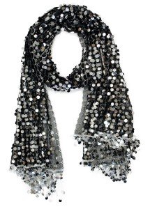 Black and Silver Sequin Round Scarf