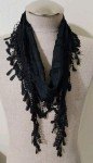 Black Long Fringe Lace Fashion Scarf - 69