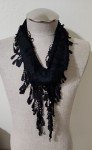 Black Long Fringe Lace Fashion Scarf - 69