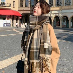 Chic Plaid Cashmere Scarf for Winter Style