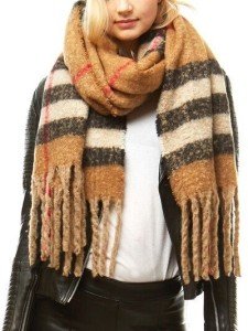 Plaid Boucle Oblong Scarf for Women