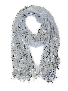 White Round Sequin Scarf for Women