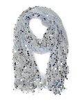 White Round Sequin Scarf for Women