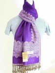 Trendy Floral Purple Cashmere-Silk Pashmina Scarf