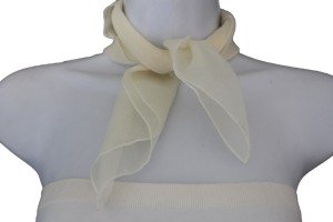 Cream Off White Mini Neck Tie Scarf for Women