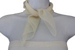 Cream Off White Mini Neck Tie Scarf for Women