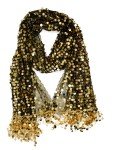 Black Gold Sequin Round Scarf for Women