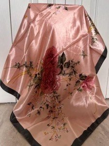 Pink Floral Women's Scarf - 35" x 35