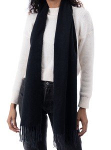 Women’s Solid Black Fringe-Trim Scarf by Style & Co