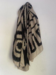 Geometric Print Square Scarf in Beige & Black
