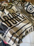 Geometric Print Square Scarf in Beige & Black