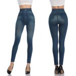 High Waist Faux Denim Leggings for Women
