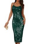 Grace Karin Women's Green Sequin Spaghetti Strap Dress