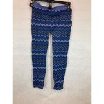 Blue Printed Straight Leg Ankle Fashion Leggings