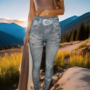 Trendy Women's Jean Leggings - One Size Fits Most
