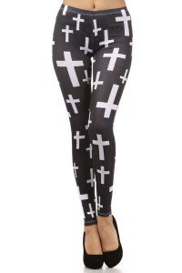 Cross Printed Fashion Leggings for Women S-L