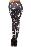 Women's Cross Print Fashion Leggings in S, M, L