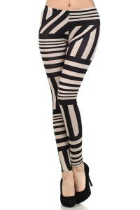 Women’s Multi-Stripe Leggings in Taupe or White