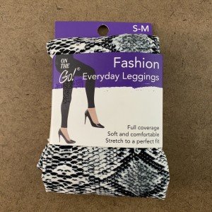 Gray Snake Print Full Coverage Leggings for Women