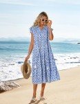 Floral Tiered Midi Dress with Pockets for Women