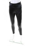 Ginasy Women's Black Faux Leather Slip-On Leggings