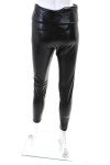 Ginasy Women's Black Faux Leather Slip-On Leggings