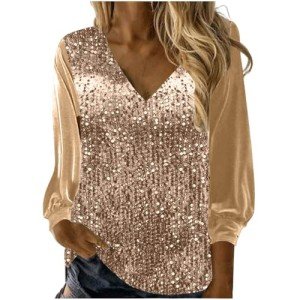 Trendy Women's Sequin V-Neck Tunic Top
