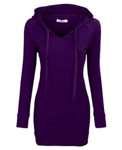 Purple Long Sleeve Hoodie Tunic with Pockets