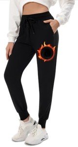 Fleece Lined Thermal Joggers for Women - Black