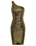 Grace Karin One Shoulder Glitter Cocktail Dress