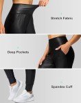 High Waisted Faux Leather Women’s Joggers with Pockets