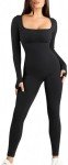Long Sleeve Bodycon Jumpsuit with Built-In Bra