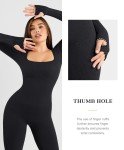 Long Sleeve Bodycon Jumpsuit with Built-In Bra