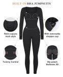 Long Sleeve Bodycon Jumpsuit with Built-In Bra