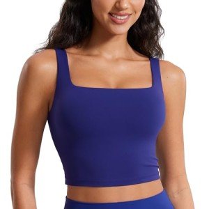 Square Neck Longline Sports Bra in Larkspur Blue