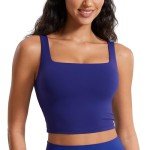 Square Neck Longline Sports Bra in Larkspur Blue