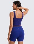 Square Neck Longline Sports Bra in Larkspur Blue