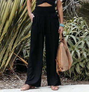 Women's Wide Leg Cotton Palazzo Pants - XL