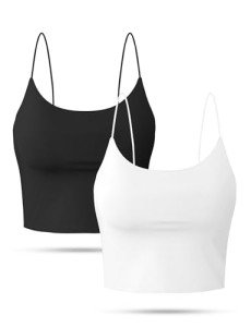 Women's Summer Crop Tank Top with Built-In Bra