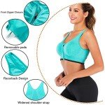 FLORATA Women's Seamless Zip Front Sports Bra
