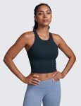 Seamless Ribbed High Neck Sports Bra - True Navy