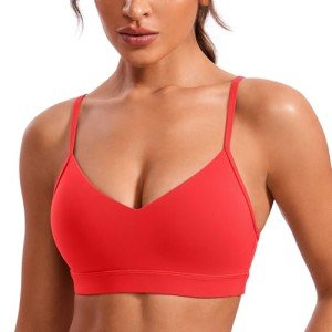 Deep Red Adjustable V-Neck Sports Bra for Women
