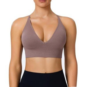 Bluelily Adjustable Deep V Neck Padded Sports Bra